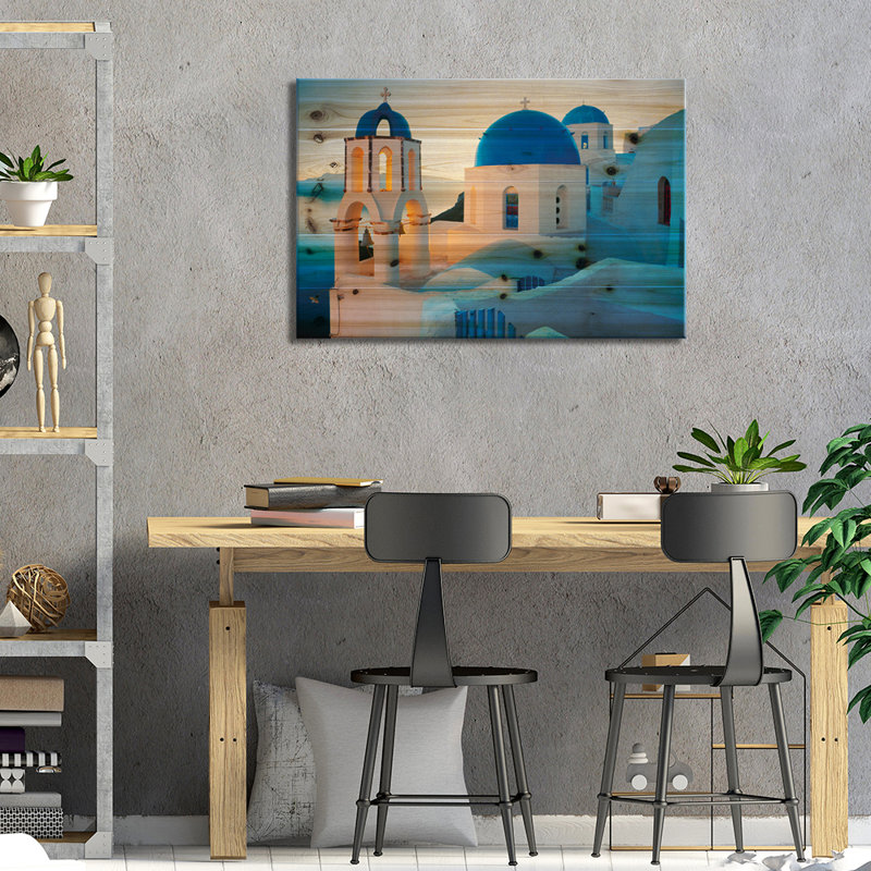 Oia Sunrise, Santorini, Grèce par Jim Nilsen - impression sur bois sans cadre, L 40 po x H 26 po