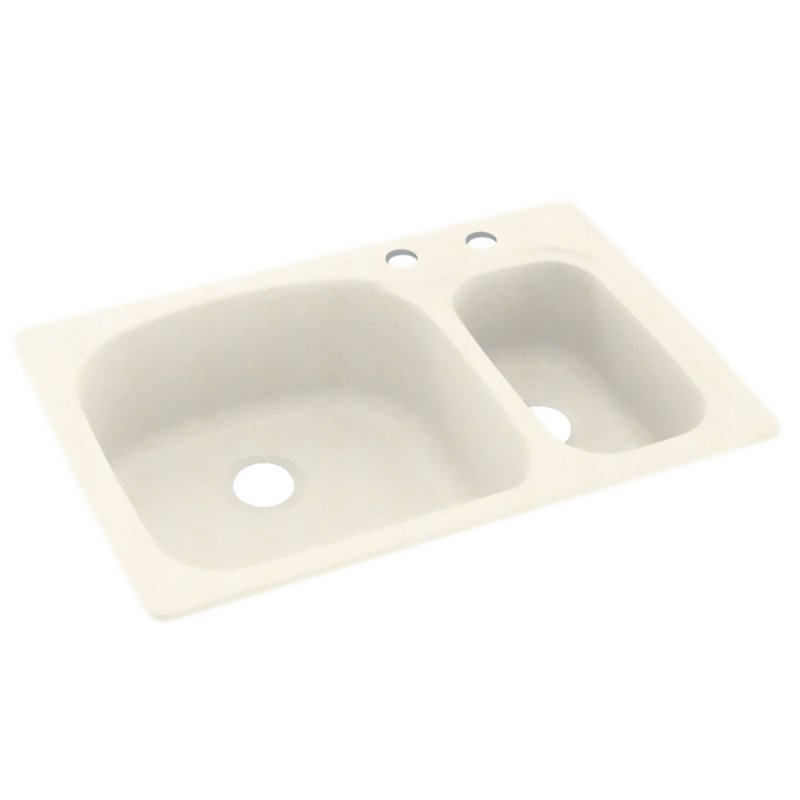 Évier de cuisine à double cuve à montage double L 33 po x l 22 po, 2 trous 2C, Crème