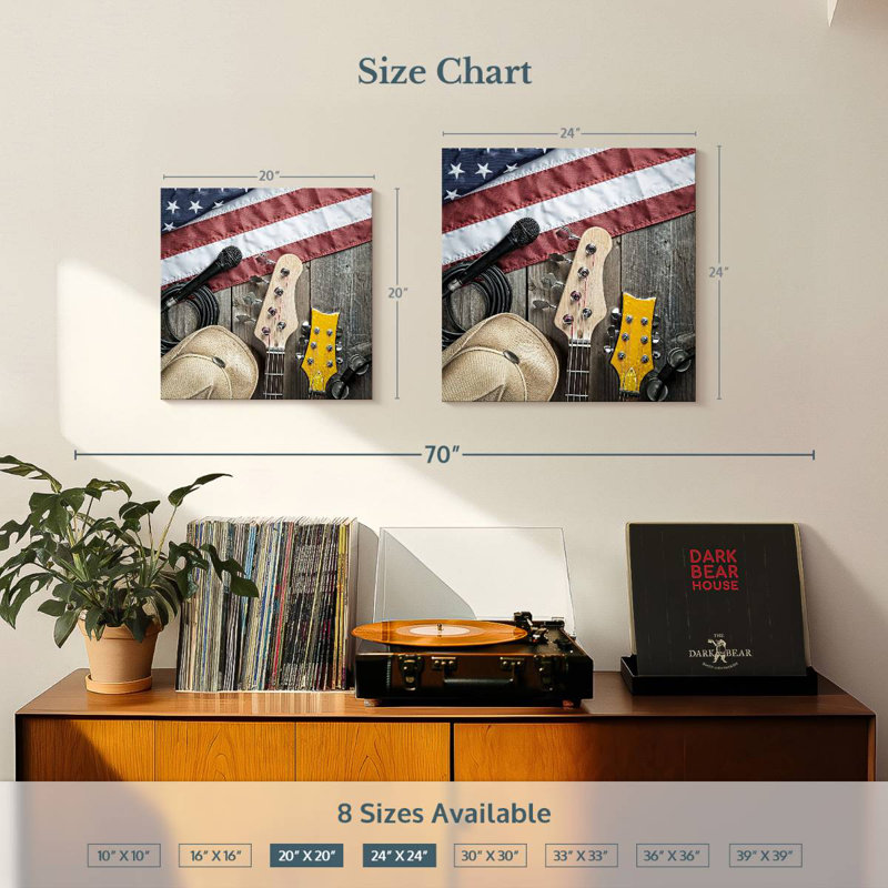 Abarca USA Country Music, H 24 po x l 24 po
