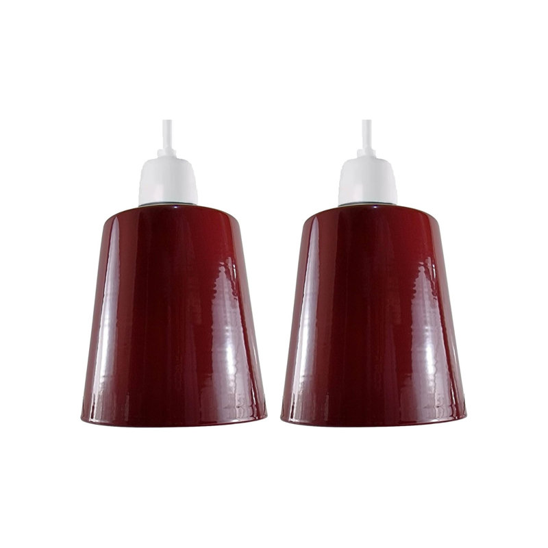 13cm H Metal Lamp Shade, Burgandy 2 Pack