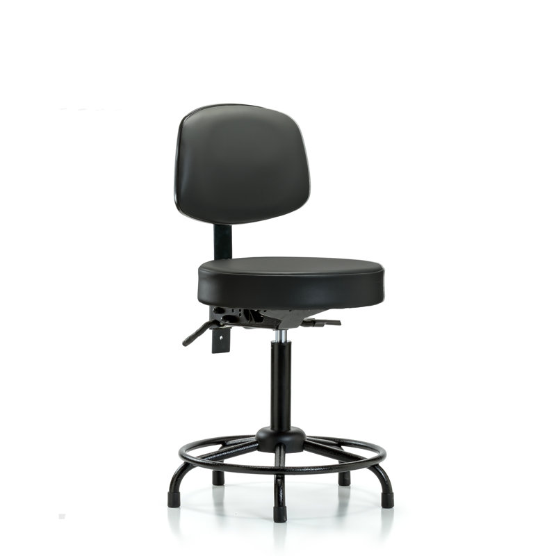 Ladeanna Vinyl Task Chair, Black, Glides