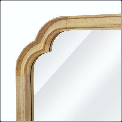 Rectangular Solid Wood Mirror with Rounded Corners in Natural Wood (20x30)