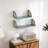 Wood Floating Shelves with Rattan Sides, 24.8 Inch Wall Mounted Shelves, Set of 2, Green-1942396930-1937301193
