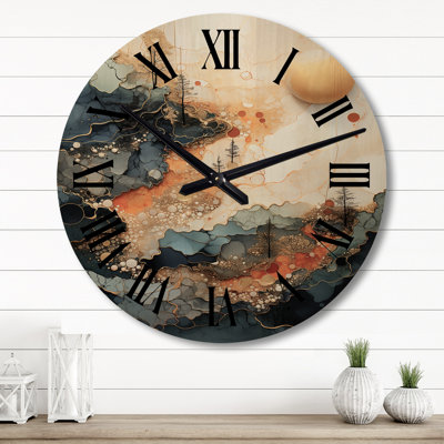 Horloge murale en bois massif Purtell