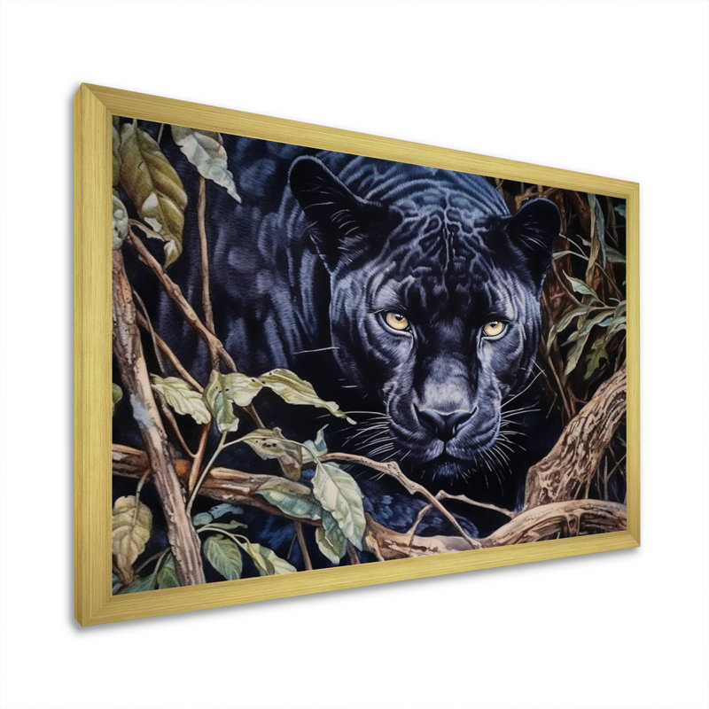 Panther's Gaze II - imprimé, H 12 po x l 20 po x P 1 po, Cadre doré à une seule photo