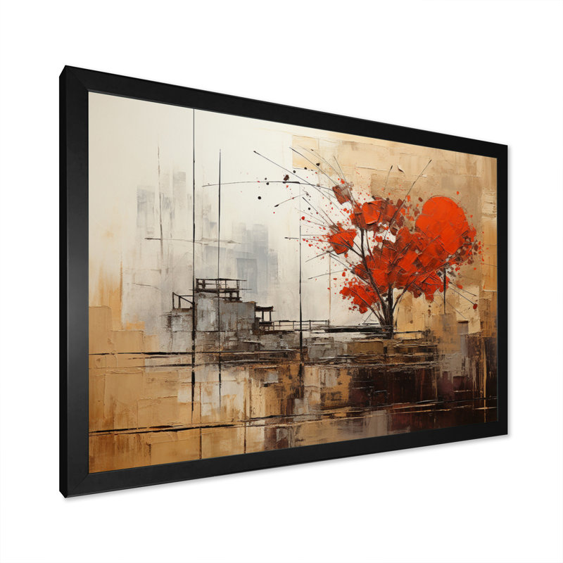 Collages d'automne I - Collages abstraits, impressions sur toile, H 16 po x l 32 po x P 1 po, Cadre simple noir