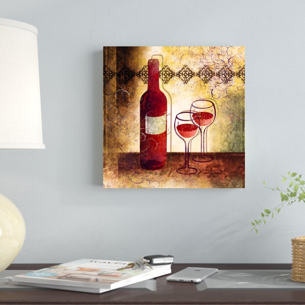 Fleur De Lis Living Wine And Glasses Warm I On Canvas Painting Wayfair