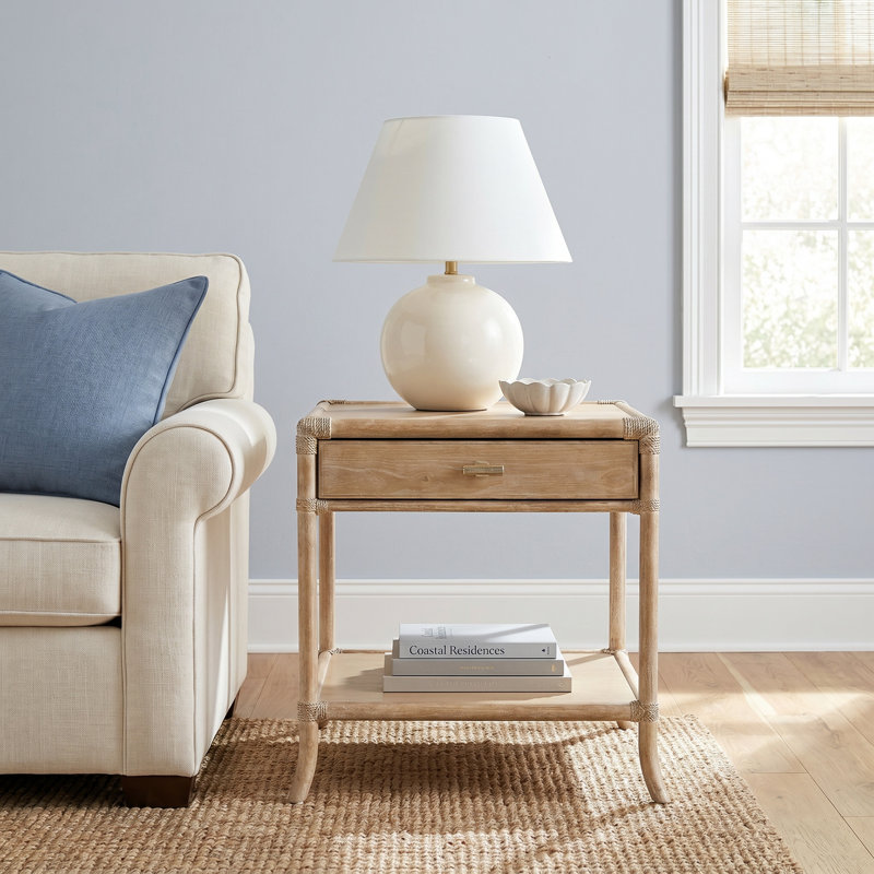 Retreat Pole Rattan End Table, Dune 