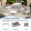 4PC Outdoor Sofa Set with Glass Coffee Table, Patio Conversation Set with Loveseat and Chairs-1424400069-1424400070