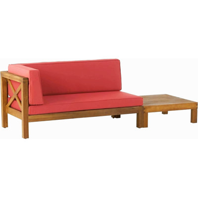 BANC D'ANGLE EN X AVEC TABLE BASSE