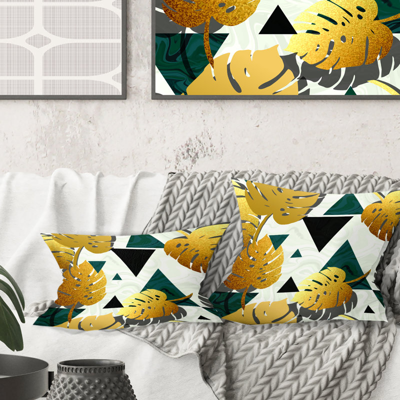 Coussin Golden Foliage V - Mid-Century Modern