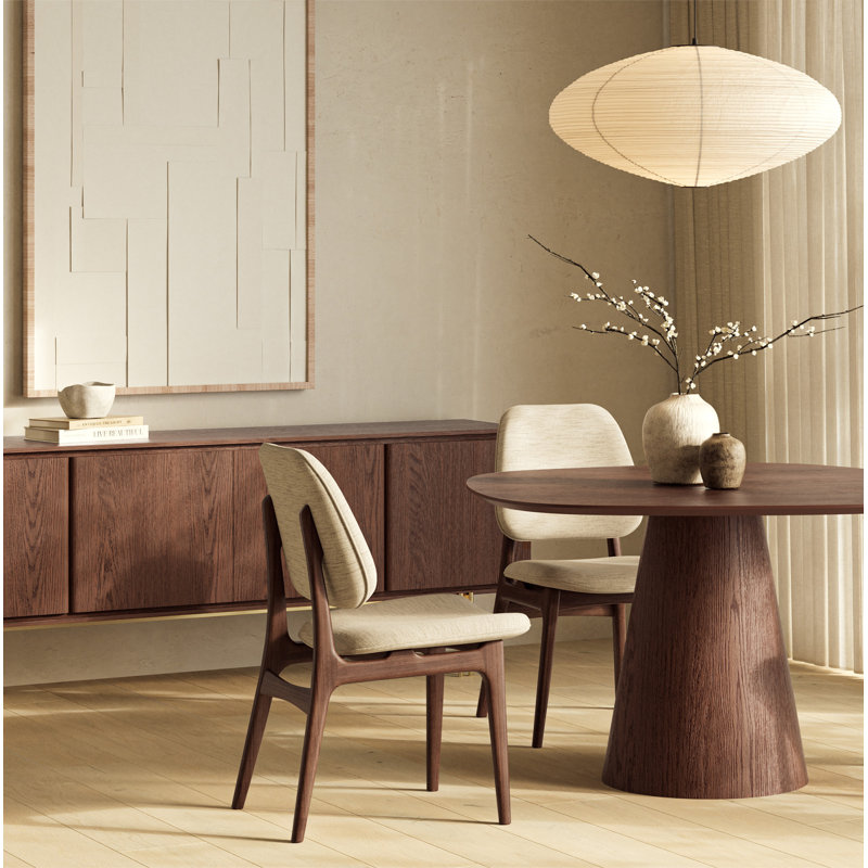 Modern Brazilian Ariel Side Chair, Essence Gray/Nogal Frame