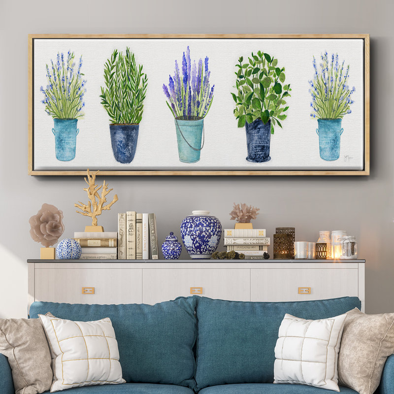 Herbes dans une rangée - toile encadrée, H 20 po x l 50 po