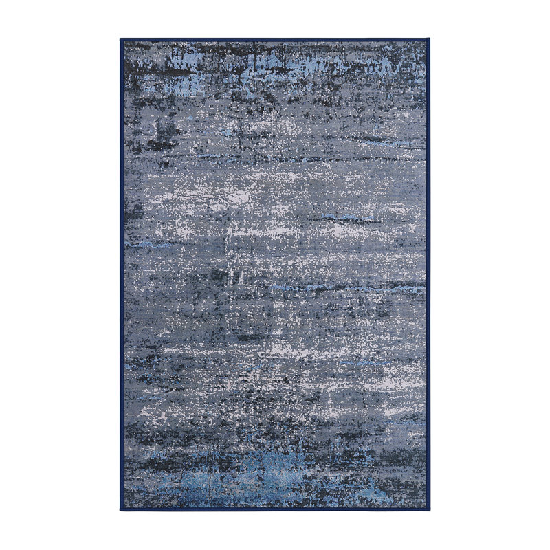 Tapis bleu marine à motif abstrait Breinigsville, Rectangle 8 pi x 10 pi