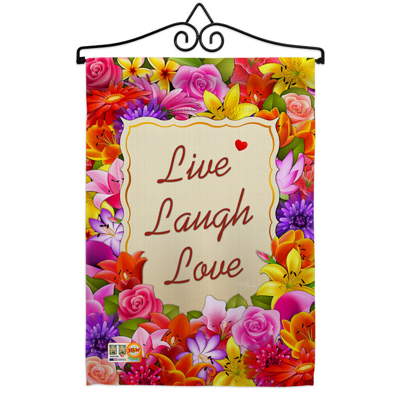 Live, laugh, love impressions-polyester décoratif à 2 faces 19 x 13 po ensemble de drapeaux