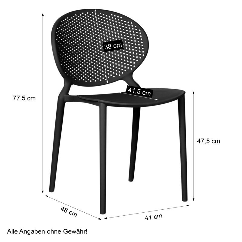 Suze Stacking Patio Dining Side Chair, Black