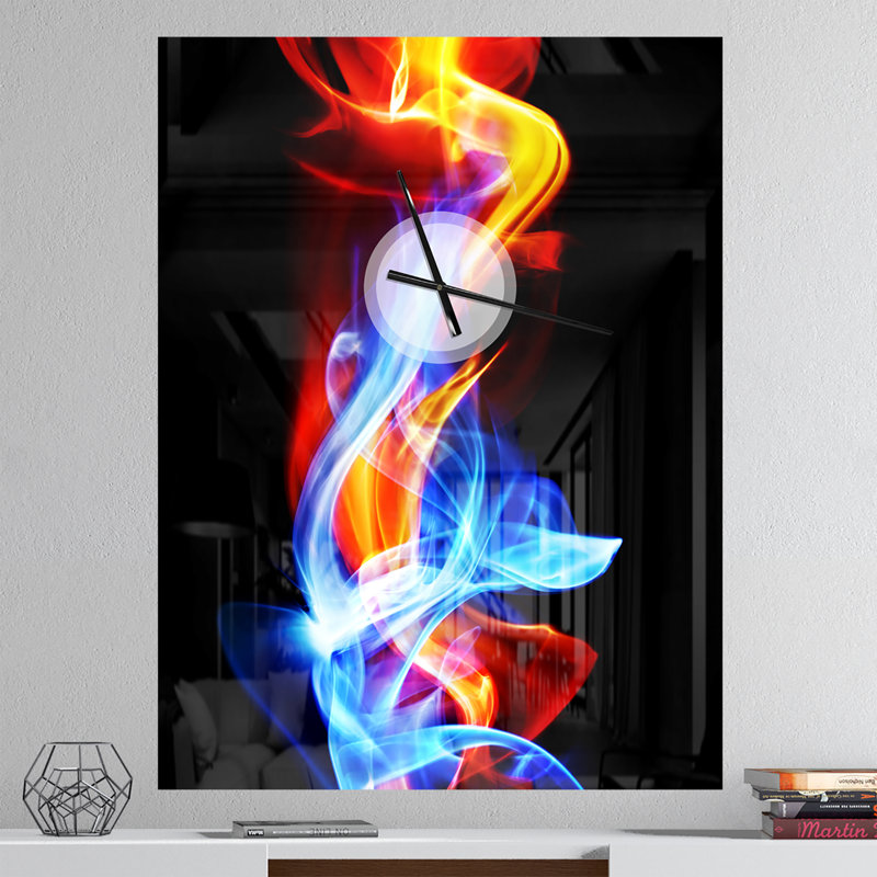 Fire and Ice - Horloge murale moderne, Très grand