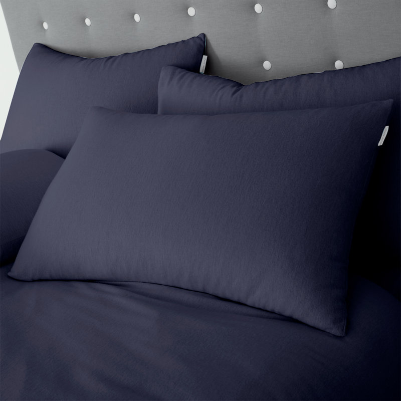 Brushed Cotton Duvet Cover Set, Navy Blue,  Single - 1 Standard Pillowcase