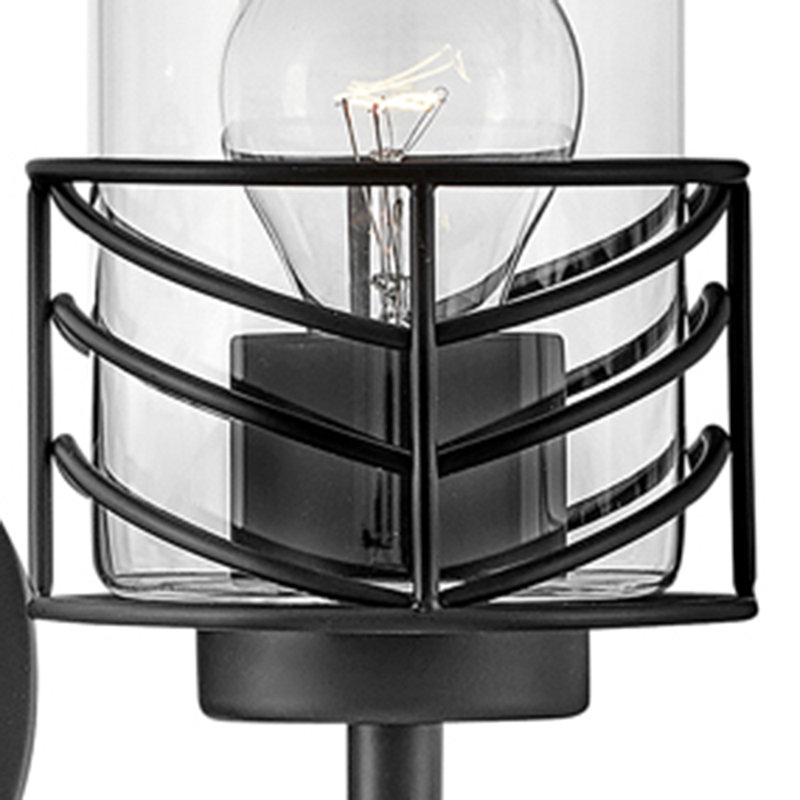 Della Chevron Shadow 2-Light Black Vanity with Clear Glass