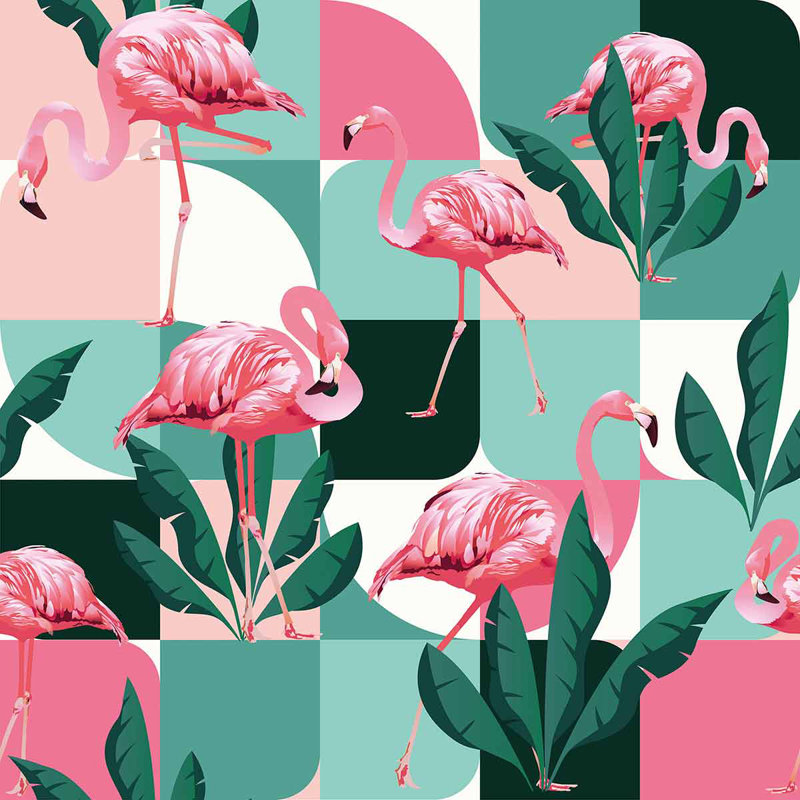 Panneau de papier peint adhésif Flamingo, L 126 po x l 24 po