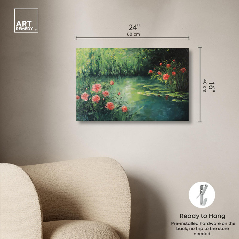 Ruby Bloom Lake Wrapped Canvas Landscape Art, 24" x 16"