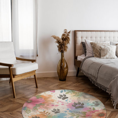 Tapis tressé amusant Pup Paw Splatter