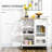 Rolling Kitchen Island with Storage & Wine Rack – Mobile Bar Cart with Stemware Holder, Drawer, and Cabinet – Bamboo Top Kitchen Cart on Wheels