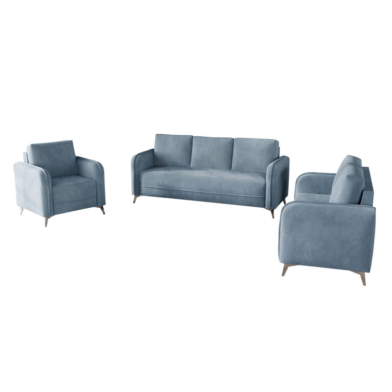 Ensemble de salon moderne 3 pièces, Bleu clair