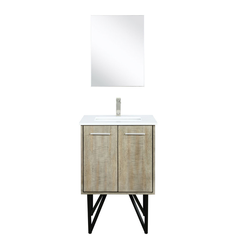 24 po L x P 20 po, meuble-lavabo de comptoir de salle de bain rustique, comptoir en marbre de culture, robinet en nickel brossé et meuble-lavabo