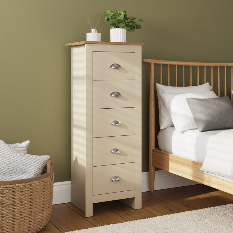 Lancaster 45 cm W Chest of 5 Drawers, Cream