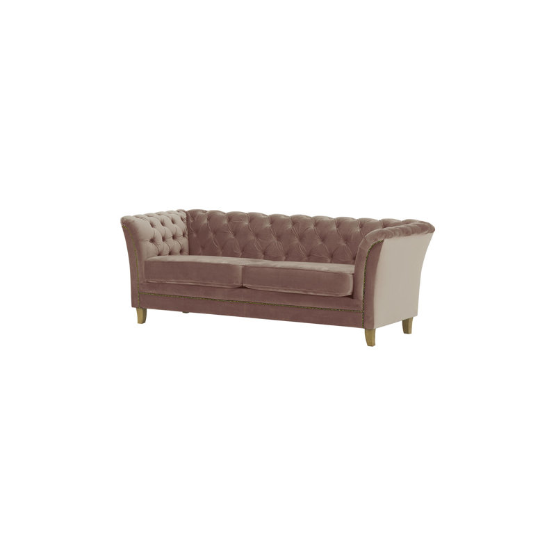 Lilo 3 Seater Velvet Sofa, Like Oak, Pink
