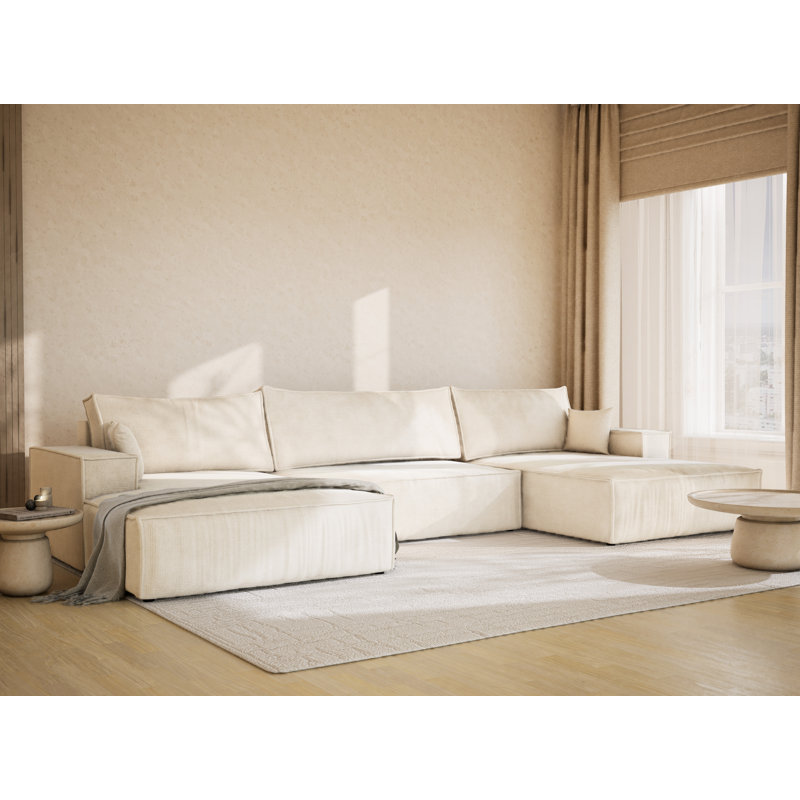 6 Seater Reclining Corner Sofa , Cream
