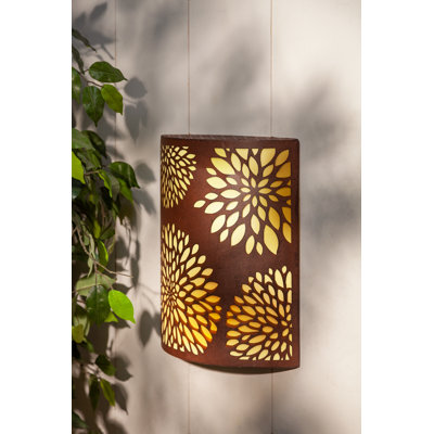 14 in H Yellow Solar Lighted Garden Meadow Floral Wall or Fence Accent