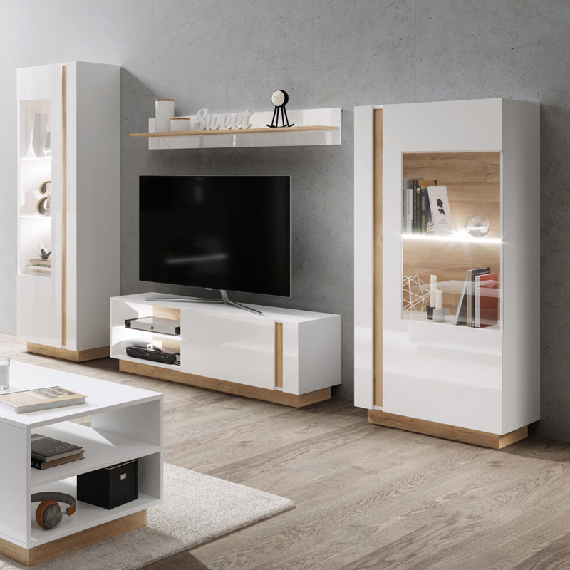Armagh Floating Shelf, Matt White/Oak
