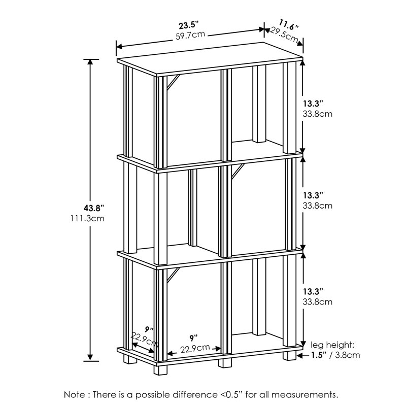 Tariq 111.3cm H x 59.7cm W Standard Bookcase, Black