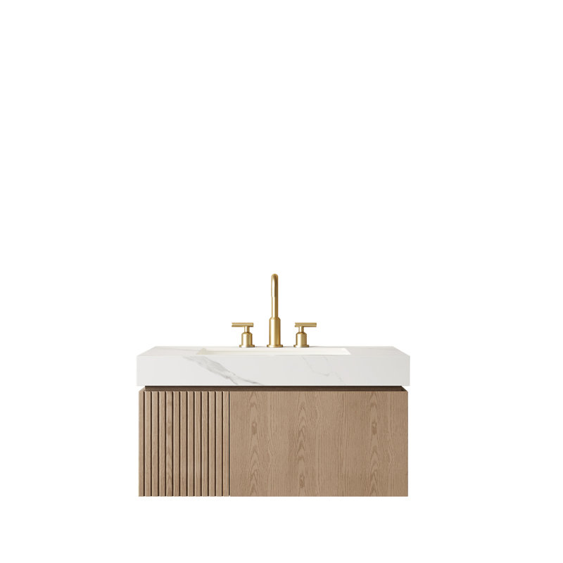 Meuble-lavabo flottant 36 po avec lavabo et armoire de rangement en contreplaqué