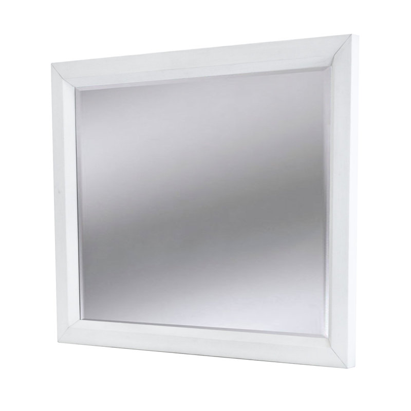 Point Breeze - Rectangular Dresser Mirror - Fresh White Finish w/ Soft Grey Glaze