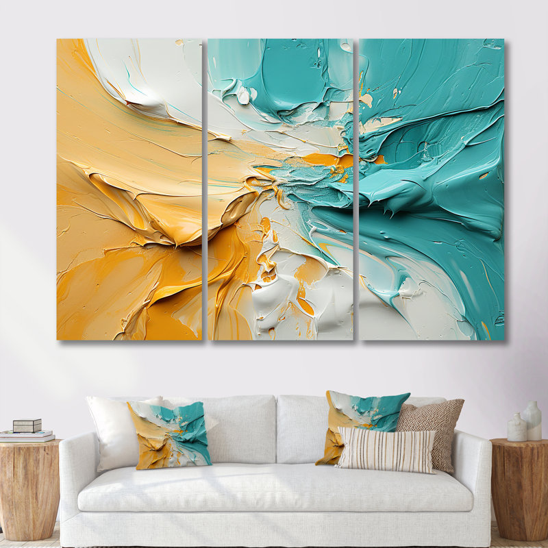 «Existentiel Beach Breaking Waves - Ensemble de décoration murale plage et océan, H 28 po x l 36 po x P 1 po, Toile tendue