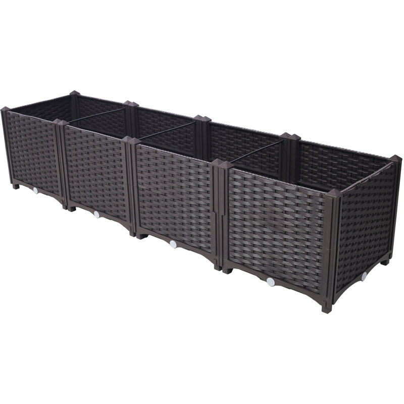 Deep Raised Garden Bed Plastic Planter Boxes For Vegetables Flowers Herbs And Succulents,Self-Watering Planter Box Raised Bed To Grow Flowers, Herbs & Vegetables
