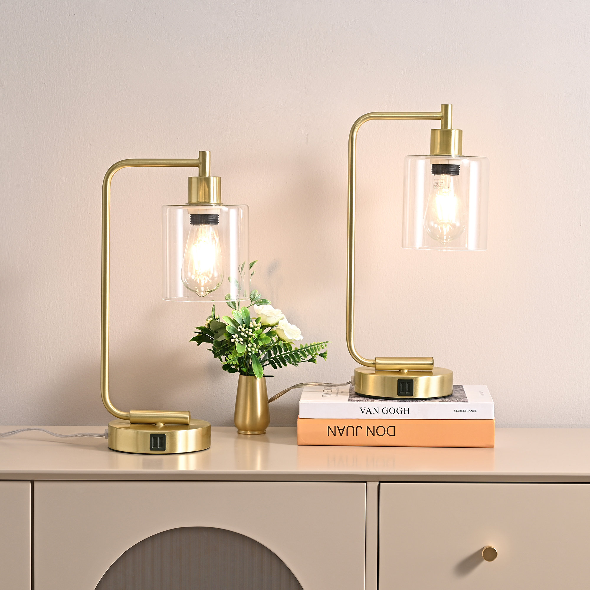 Beachcrest Home™ Touch Control Table Lamp Set With USB & Reviews | Wayfair