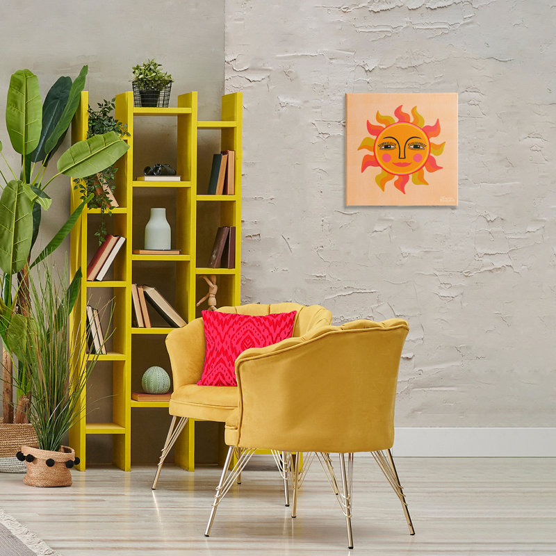 Art mural rétro sur toile Boho Sun par Carrie Cantwell, H 17 po x l 17 po