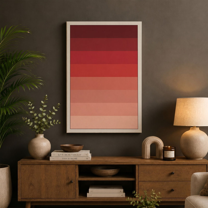 Warm Gradient Progression Minimalist - Wrapped Canvas, 30x20 - 76.2 x 50.8 cm, Taupe Border