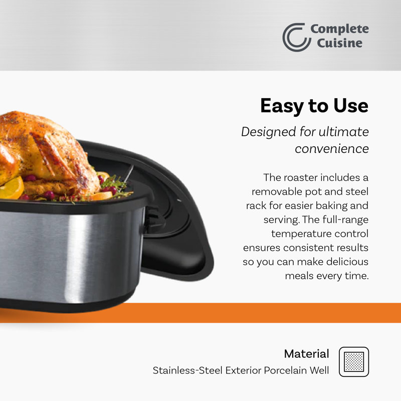 Complete Cuisine CC-R-1000-16QT 16-Quart Oval Roaster Oven