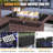 Lark Manor™ 10 Pieces Patio Furniture Set with Swivel Chairs, Rattan Wicker Rocking Glide Chairs with 44" Propane Gas Fire Pit Table Conversation Set-455631189