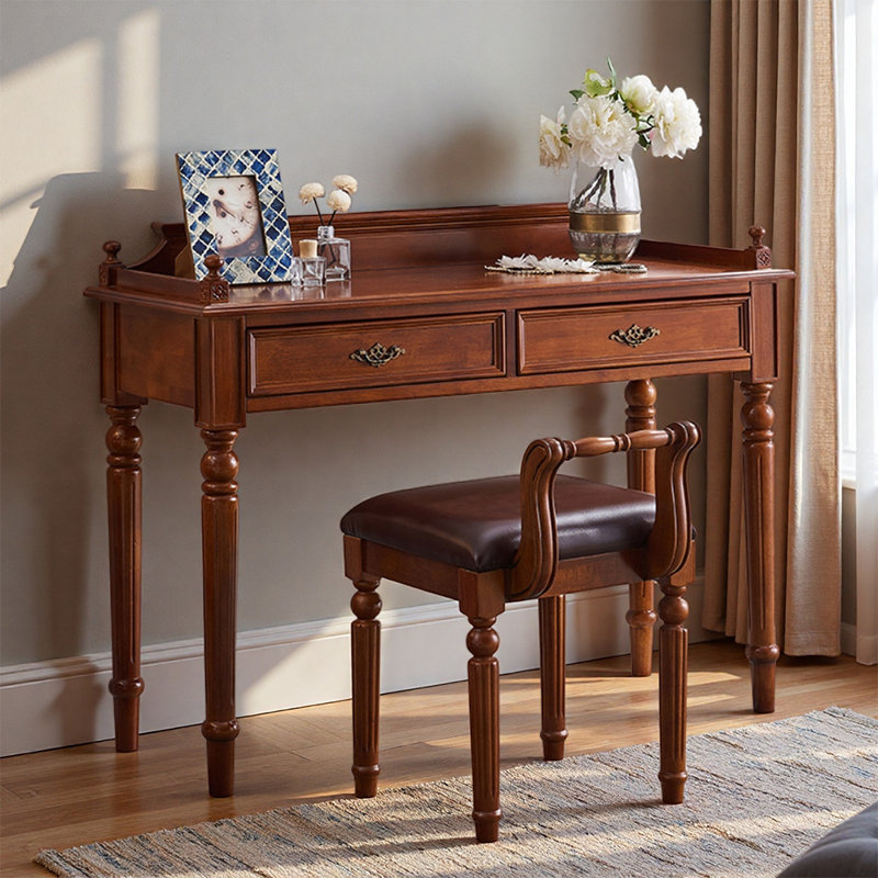 Rectangular Simple Retro Solid Wood Writing Desk, 29.92" H x 39.37" W x 17.71" D