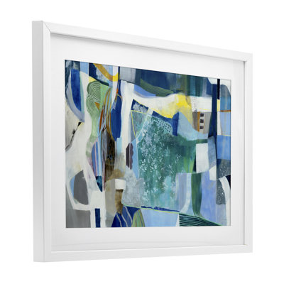 Blue Tone Eclectic Abstract Framed Print Under Glass, design by Jill Martin