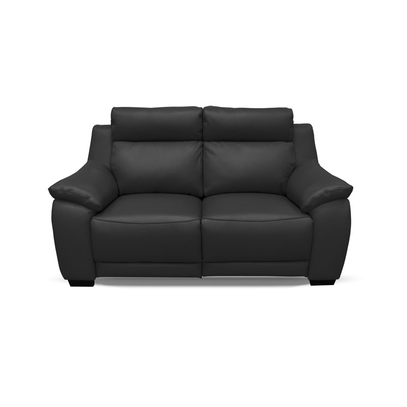 Layahna 169Cm Genuine Leather Pillow Top Arm Reclining Sofa, Black