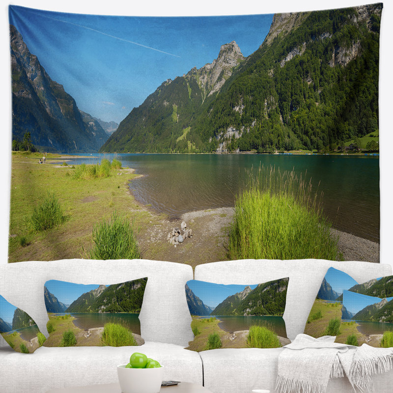 Tapisserie de mode paysage mountain green, H 32 po x l 39 po