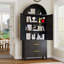 Armoire arquée en métal de 73 pouces de haut avec 2 portes, 2 tablettes réglables et rangement ouvert, style campagnard moderne pour une utilisation polyvalente-1101078050