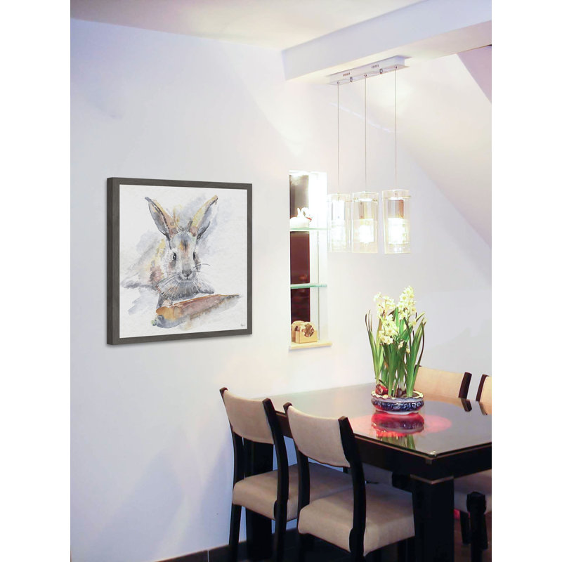 « happy lapin », reproduction d’art encadrée, H 12 po x l 12 po x P 1,5 po